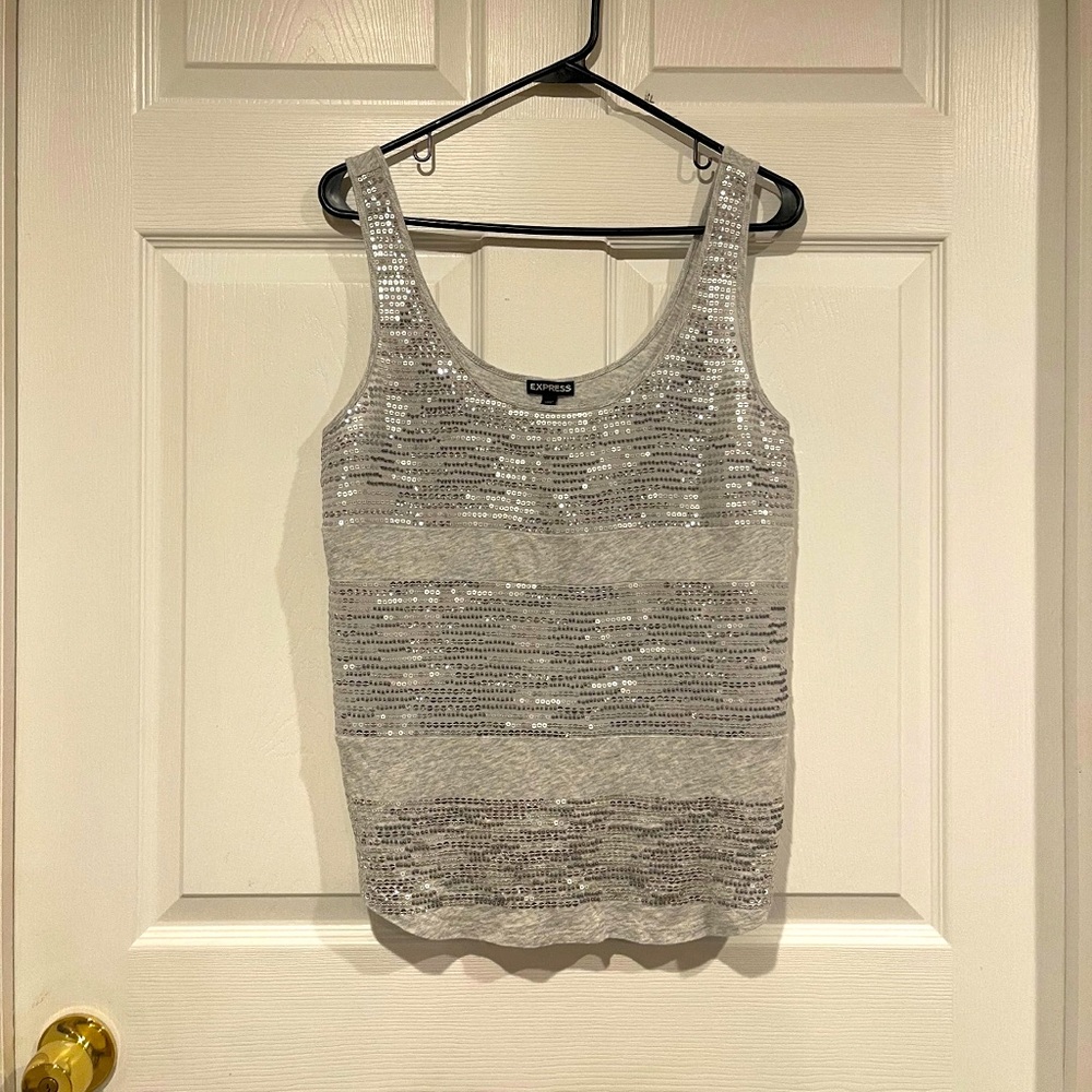Express - Womens Tank Top - Gray - Bedazzaled Design - Size Medium